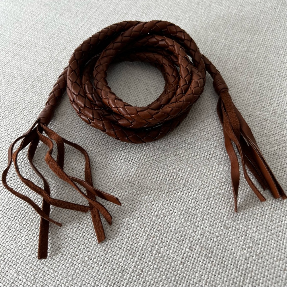 Braided Brown Leather Belt